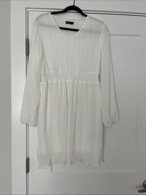 Bates Sisters Boutique Milanese Women's white pleated Long Sleeve Dress small